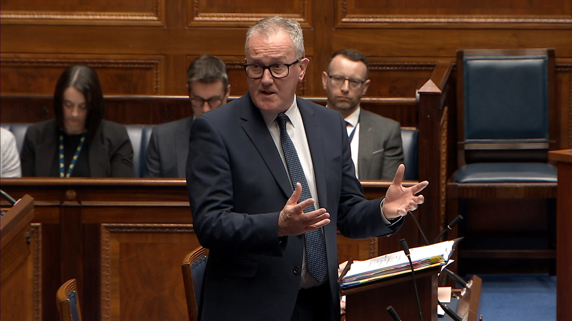    Minister for the Economy Conor Murphy taking questions in the chamber