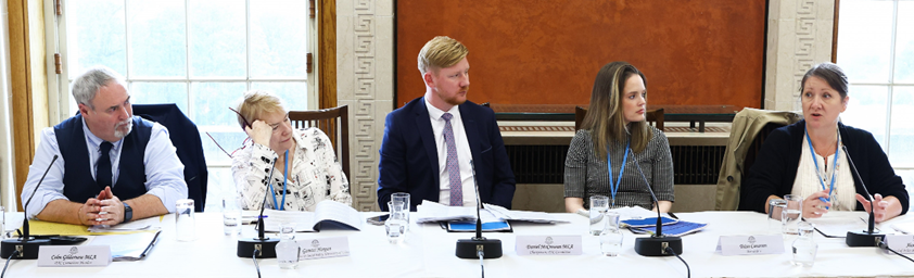 Panel members at the ‘Child Poverty in Northern Ireland Launch’ L-R: Colm Gildernew, MLA, Goretti Horgan (Northern Ireland Anti Poverty Network), Daniel McCrossan, MLA (Chairperson), Trasa Canavan (Barnardos), Alex Tennant (NICCY) Panel members at the ‘Child Poverty in Northern Ireland Launch’ L-R: Colm Gildernew, MLA, Goretti Horgan (Northern Ireland Anti Poverty Network), Daniel McCrossan, MLA (Chairperson), Trasa Canavan (Barnardos), Alex Tennant (NICCY)