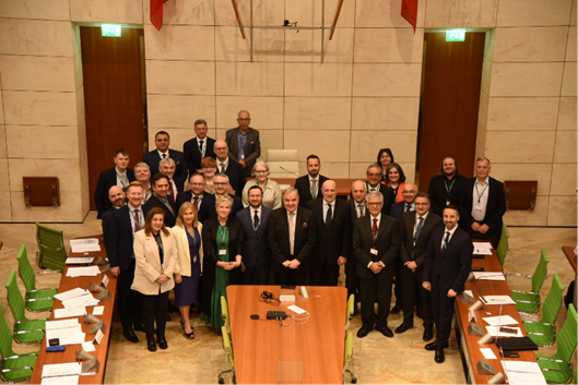 Delegates at the British Islands and Mediterranean Regional PAC Network Meeting in the Maltese Parliament Chamber. Delegates at the British Islands and Mediterranean Regional PAC Network Meeting in the Maltese Parliament Chamber.