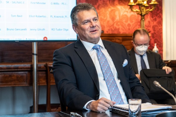 Maroš Šefčovič at last week’s meeting of the Joint Committee in London | Source: European Union