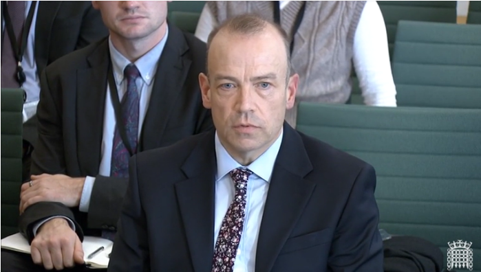 Secretary of State for Northern Ireland Chris Heaton-Harris giving evidence to the NI Affairs Committee