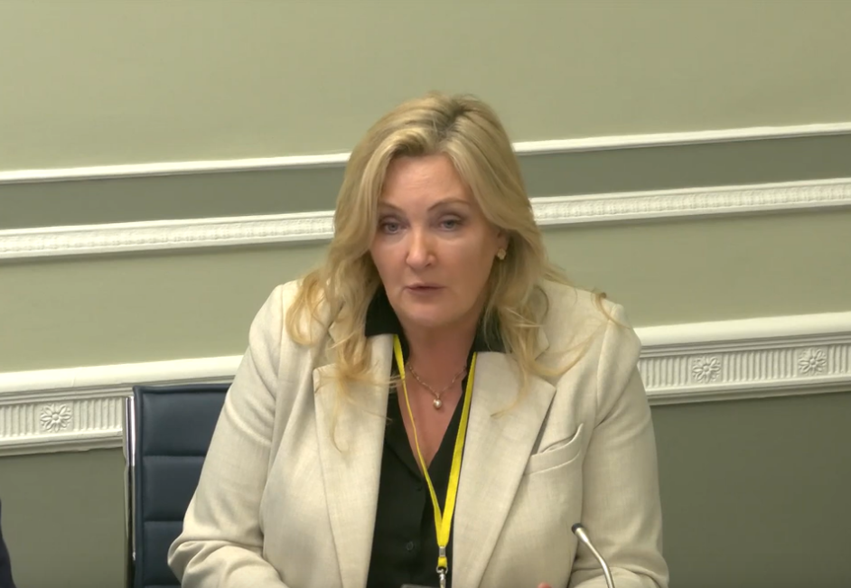 Gina McIntyre, Chief Executive of the Special EU Programmes Body, giving evidence to the Committee for Finance