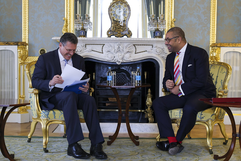 European Commission Vice-President Maroš Šefčovič and UK Foreign Secretary James Cleverly