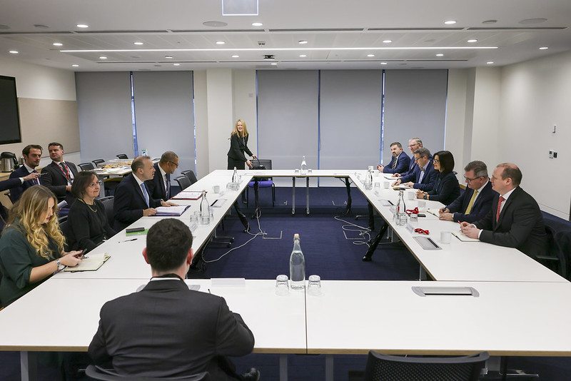 Foreign Secretary James Cleverly and NI Secretary of State Chris Heaton-Harris meeting representatives from the DUP, Alliance, and UUP