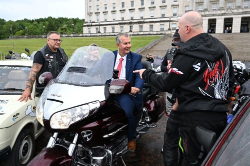 Northern Ireland Assembly Speaker Edwin Poots MLA meeting with members of the Polish Bikers group at Parliament Buildings as part of the Polish Heritage Day celebrations