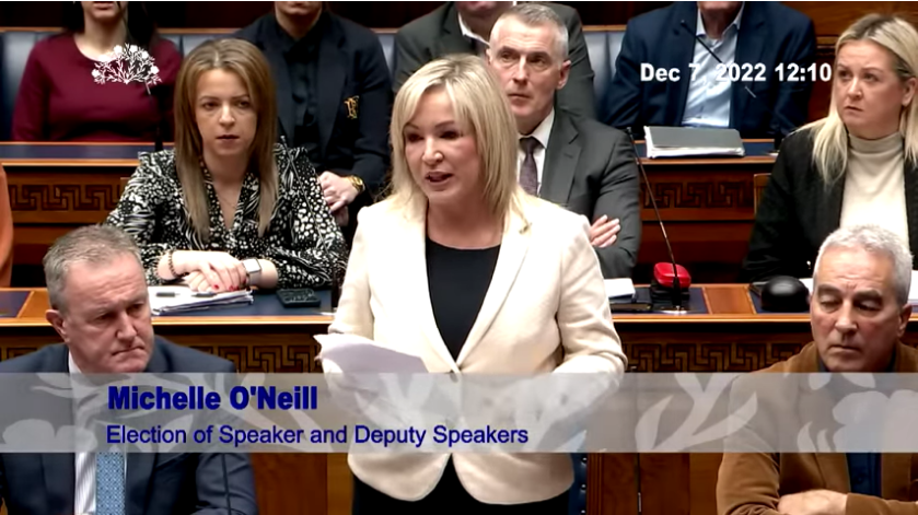  Michelle O’Neill of Sinn Féin speaking in the chamber 