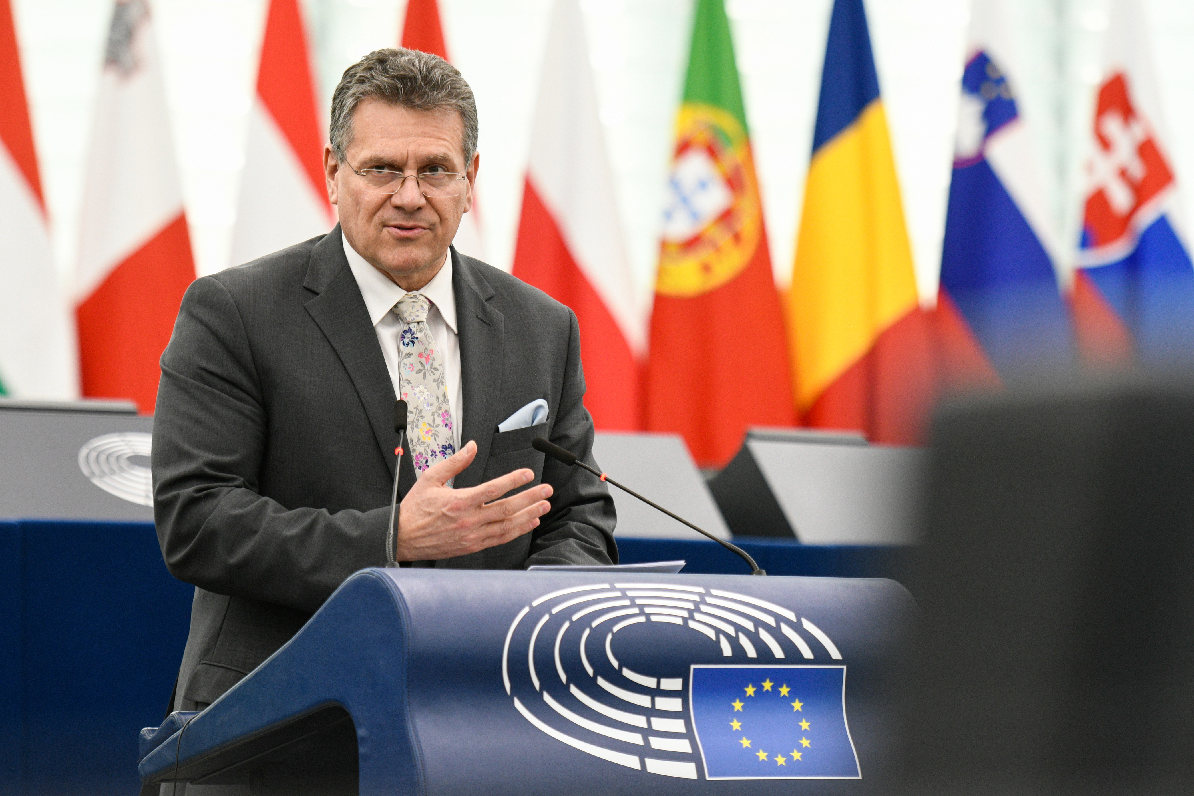 European Commission Vice-President Maroš Šefčovič addressing MEPs 