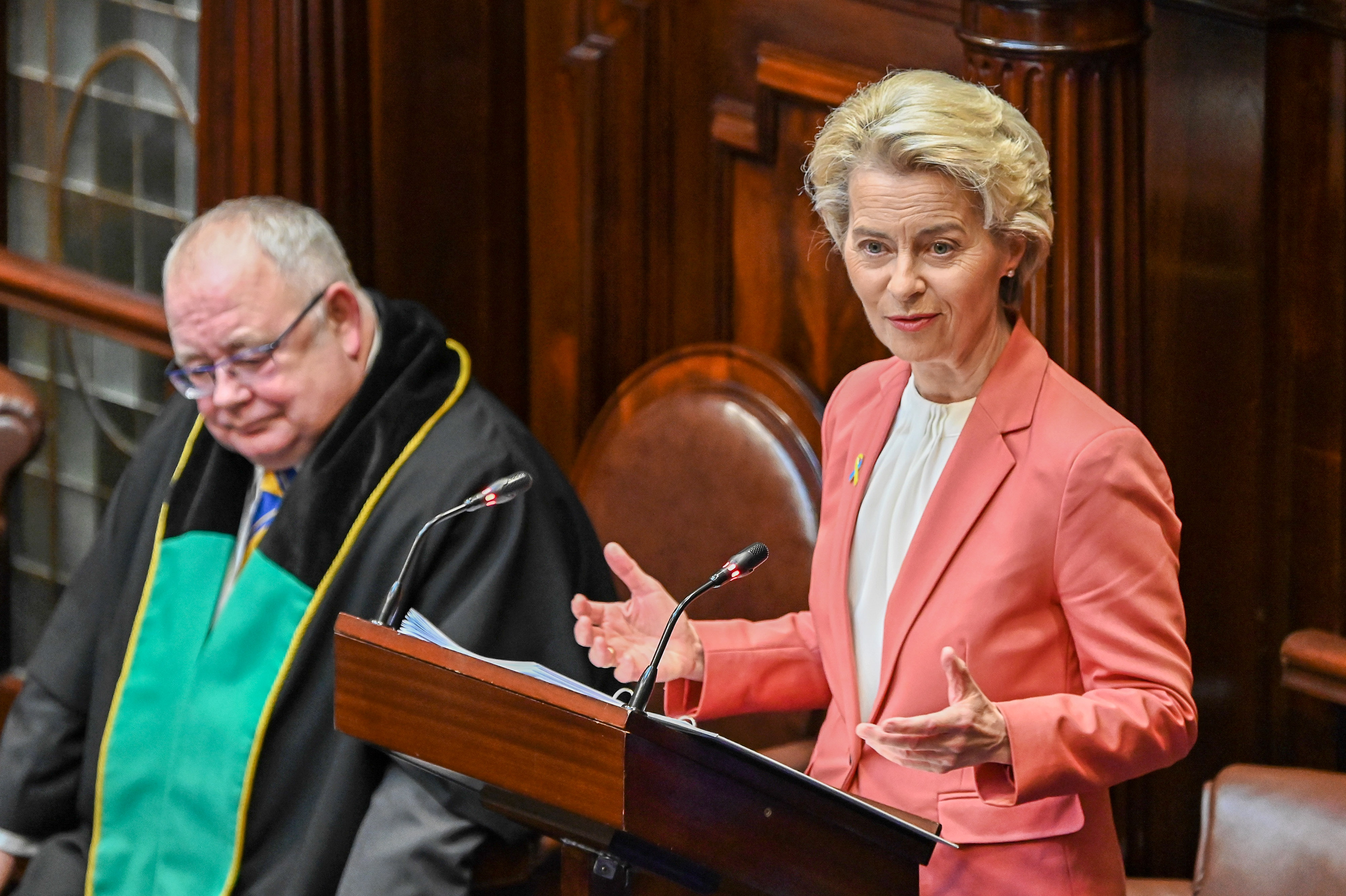 European Commission President Ursula von der Leyen speaking to the Oireachtas