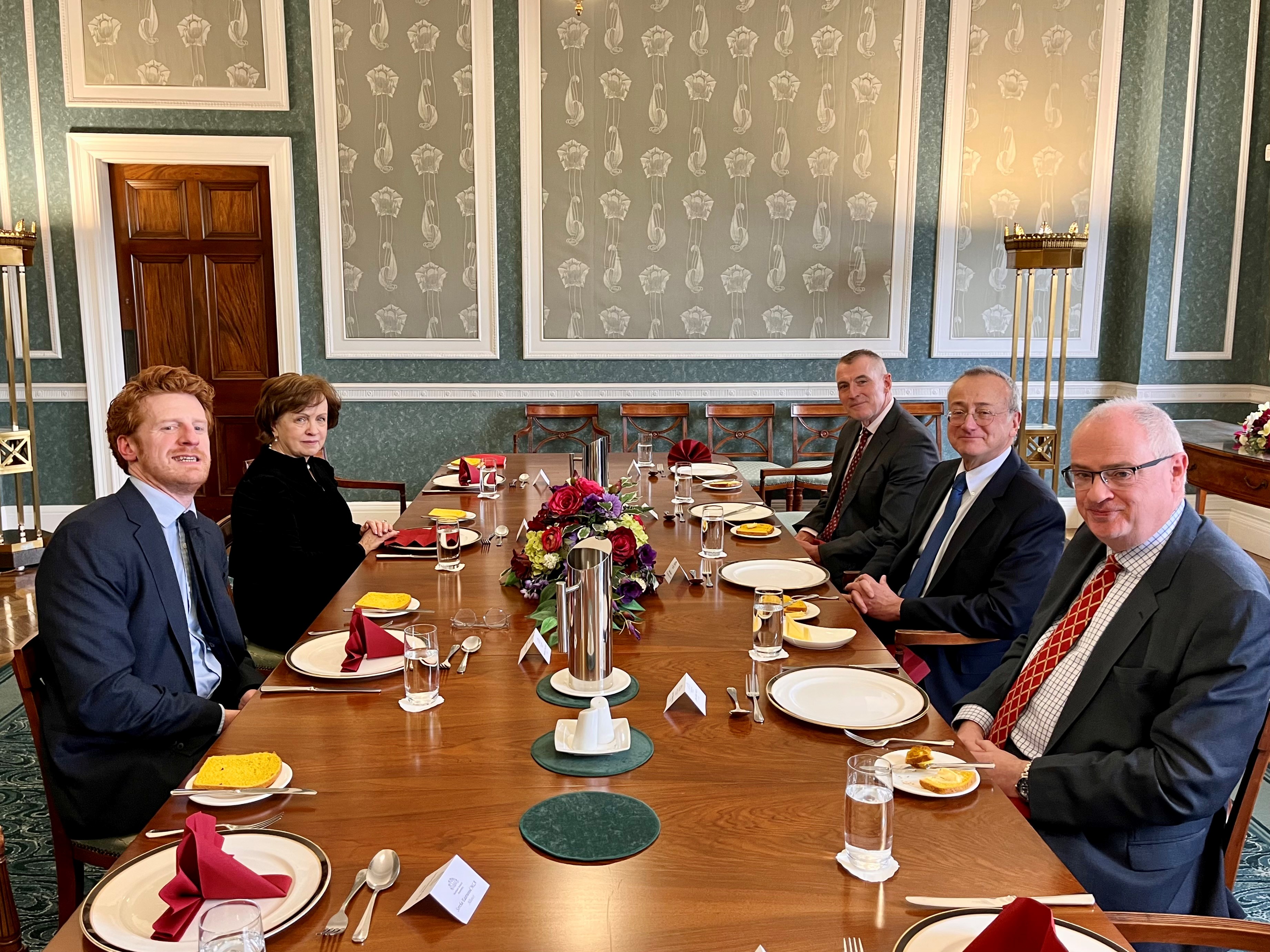 EU Ambassador to the UK Pedro Serrano (second from right) meeting with MLAs Matthew O’Toole, Diane Dodds, Declan Kearney and Steve Aiken