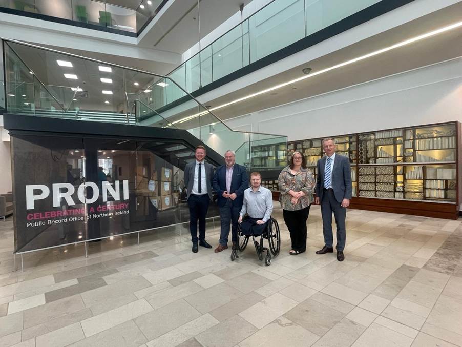 Committee members during their external meeting at the Public Record Office of Northern Ireland (PRONI) in May 2025.