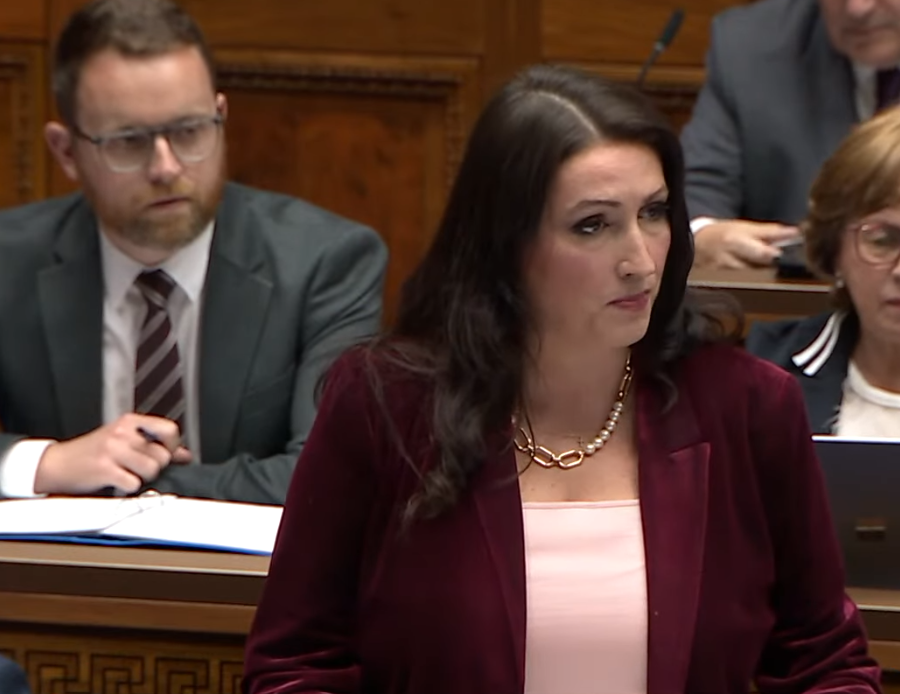 The deputy First Minister speaking during Question Time in the Assembly Chamber.