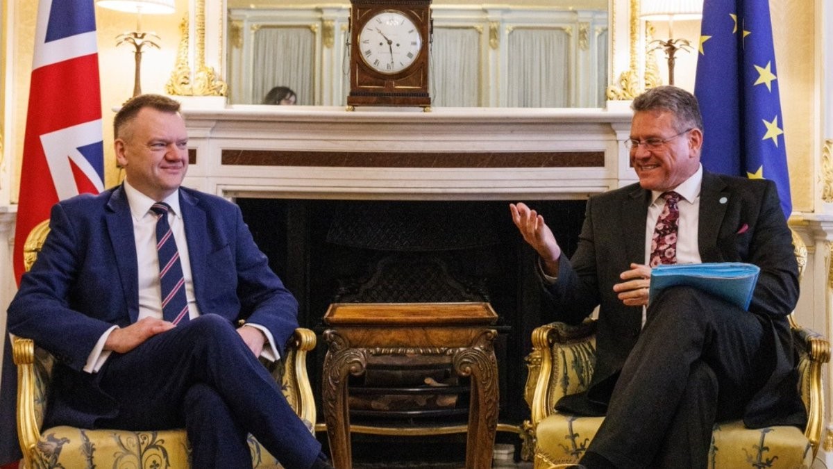 Minister for European Union Relations and lead Government negotiator, Nick Thomas-Symonds sits down with his EU counterpart, Commissioner Maroš Šefčovič 