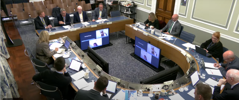 Image shows Economy committee taking evidence from the The National Franchised Dealership Association (NFDA).    