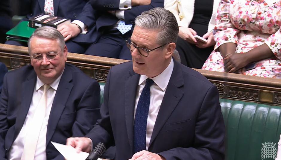 image is of the Prime Minister Keir Starmer taken during a debate on the King's Speech 