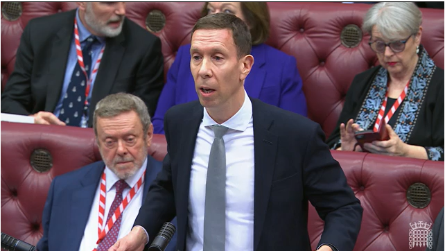 image shows Lord Livermore responding to questions in the House of Lords 