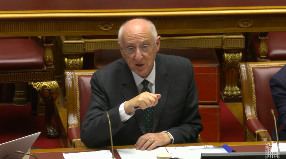 Image shows the Chairperson of the NI Scrutiny Committee during a meeting in the Senate Chamber, Parliament Buildings