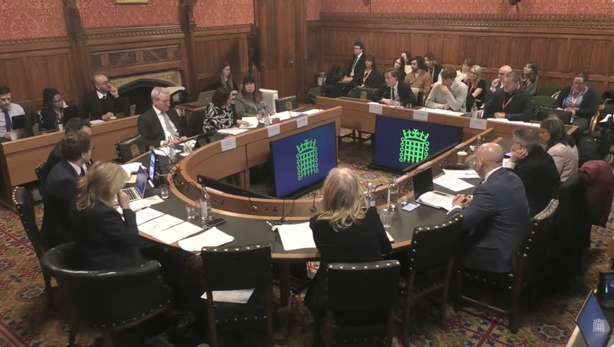 image shows an evidence session in the House of Commons. The Committee for Culture, Media and Sport is taking evidence on the state of play regarding performing arts touring in the EU.  