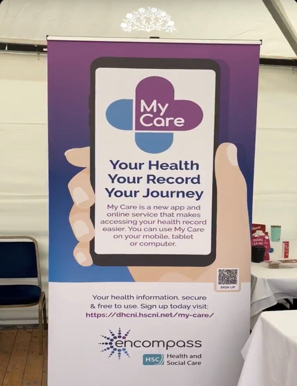 Pictured: MyCare app sign up board