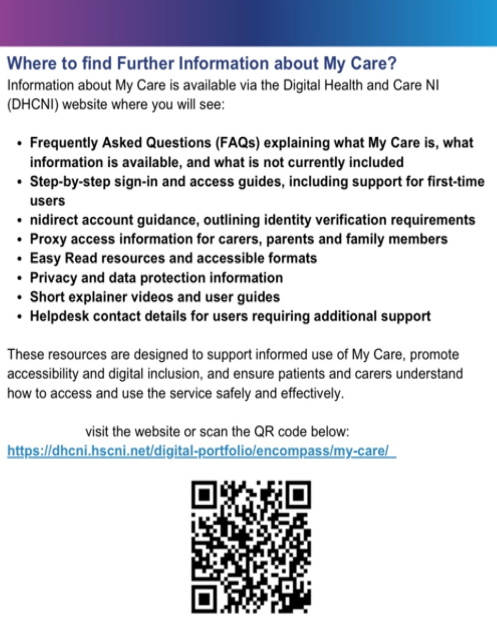 Pictured: MyCare sign up information