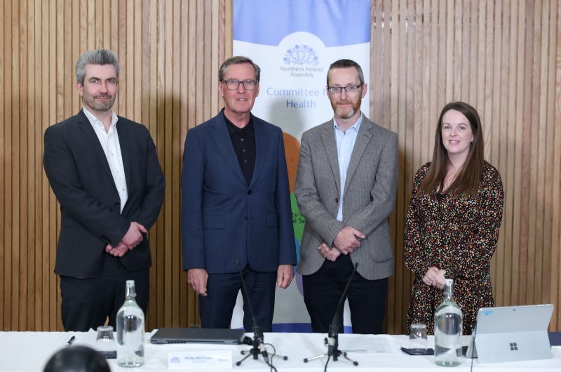 At NICON conference Danny Donnelly MLA, Rt Hon Alan Milburn, Philip McGuigan MLA and Nuala McAllister MLA