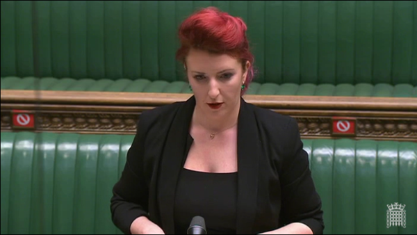 Shadow Secretary of State for Northern Ireland Louise Haigh addressing Brandon Lewis in the Commons | Source: UK Parliament
