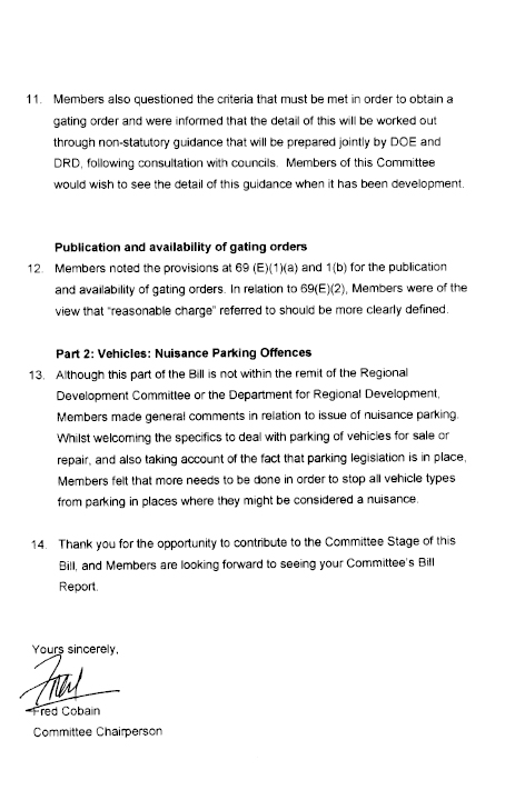 Letter to Cathal Boylan (Chairperson)