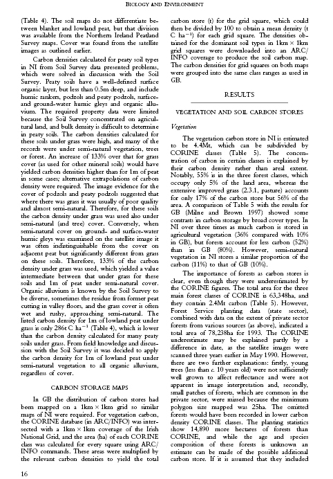 Carbon in the Vegetation and Soils of Northern Ireland