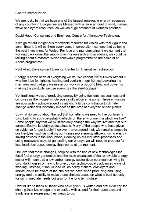 Sustainability Committee’s Energy Report