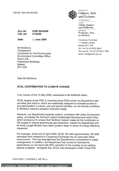 DARD, DFP, DCAL, DSD and Dept of Education Responses