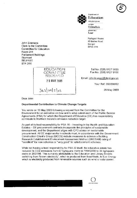 DARD, DFP, DCAL, DSD and Dept of Education Responses