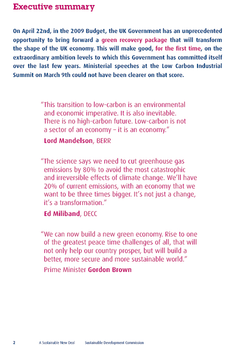 Sustainable Development Commission’s 'Green New Deal Papers