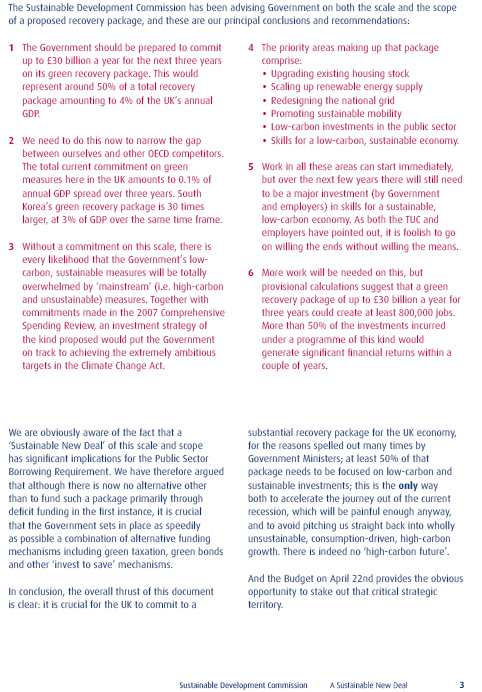Sustainable Development Commission’s 'Green New Deal Papers