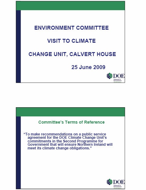 Presentation for Environment Committee Visit to Climate Change Unit