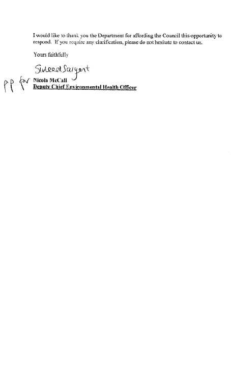 Letter from Ballymena Borough Council