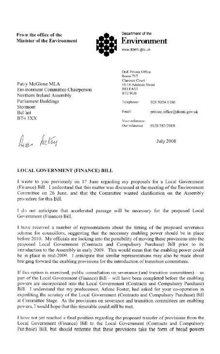 Letter from Minister of Envir