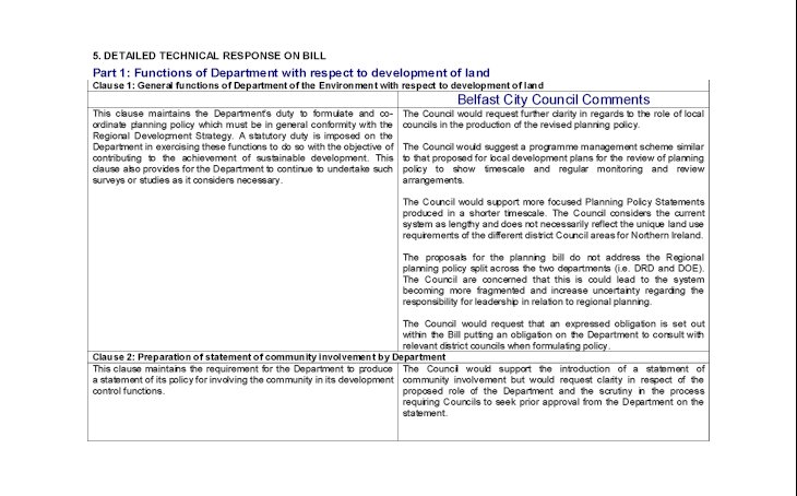 detailed technical response on bill