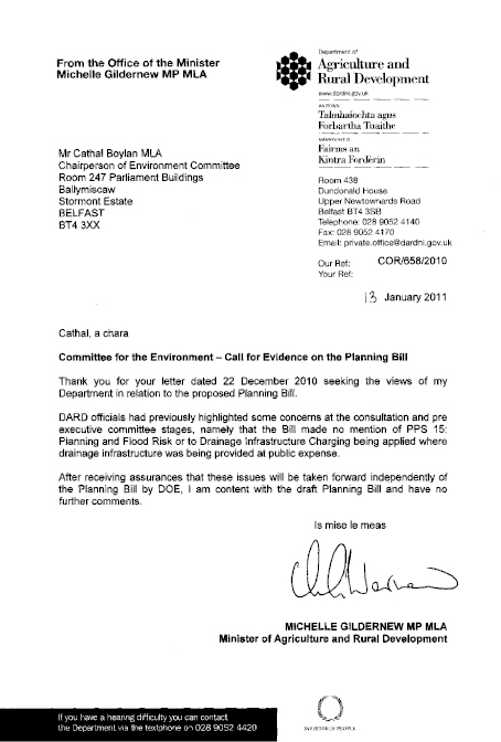 Department of Agriculture and Rural Development Submission to the Planning Bill
