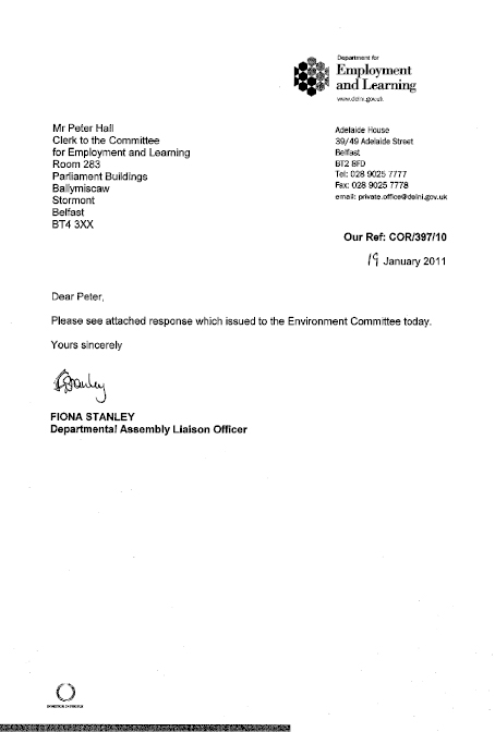Department of Employment and Learning Submission to the Planning Bill