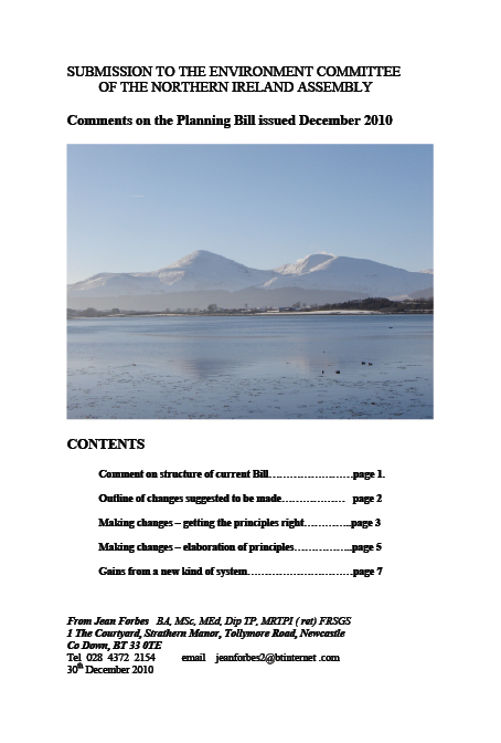 Jean Forbes Submission to the Planning Bill