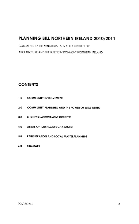 Ministerial Advisory Group Submission to the Planning Bill