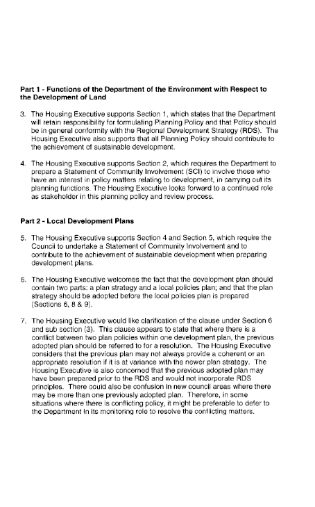 Northern Ireland Housing Executive Submission to the Planning Bill