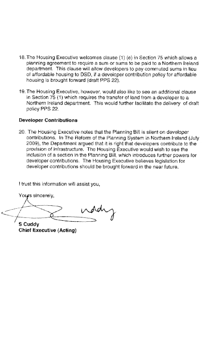 Northern Ireland Housing Executive Submission to the Planning Bill
