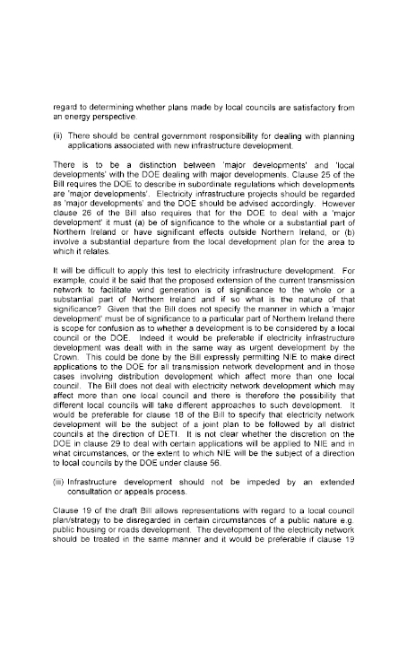Northern Ireland Electricity Submission to the Planning Bill