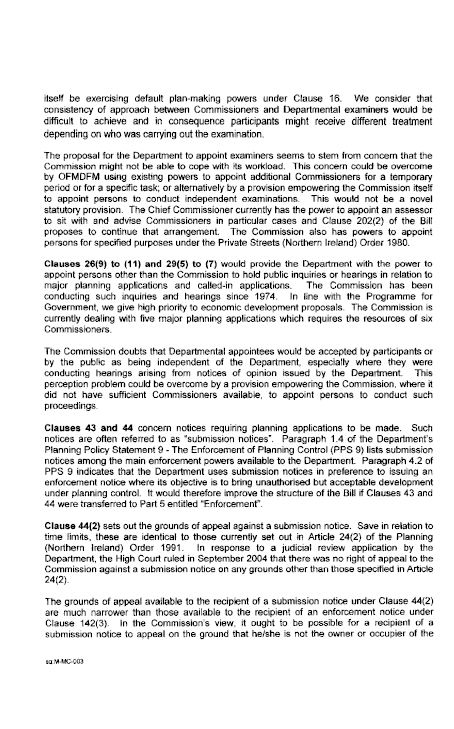 Planning Appeals Commission Submission to the Planning Bill