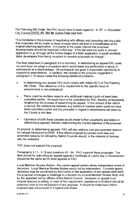 Planning Appeals Commission Submission to the Planning Bill