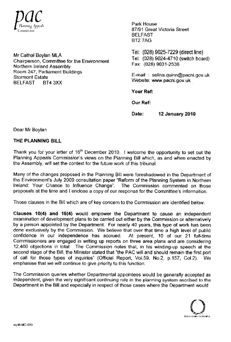 Planning Appeals Commission Submission to the Planning Bill