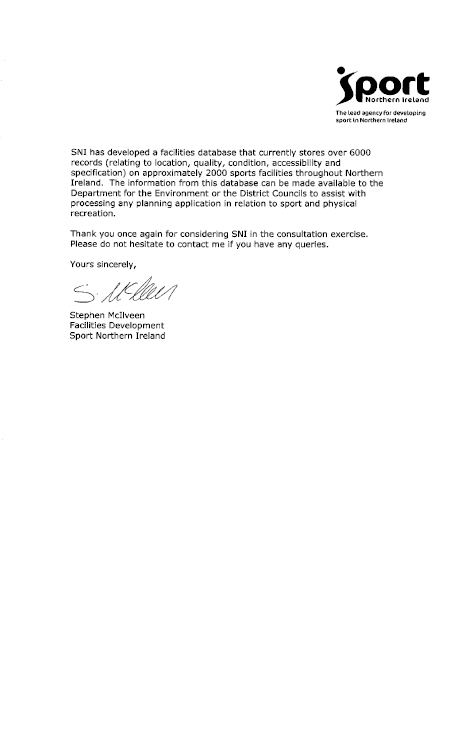 Sport Northern Ireland Submission to the Planning Bill