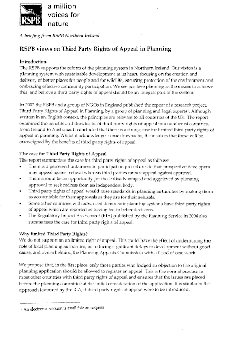 (RSPB) Supplementary Information on Third Party Rights of Appeal