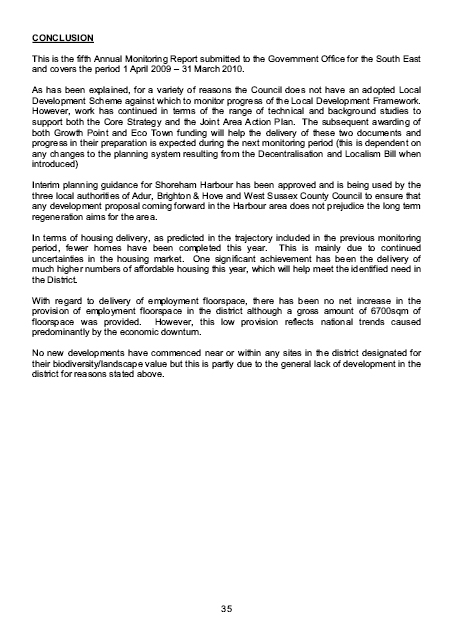 Annual Monitoring Report Example - Adur District Council