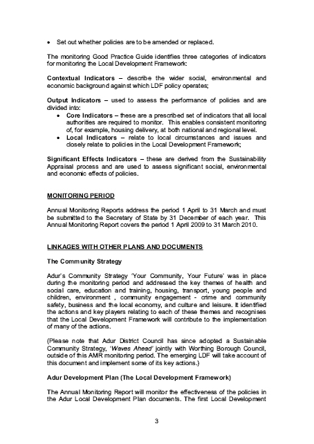 Annual Monitoring Report Example - Adur District Council